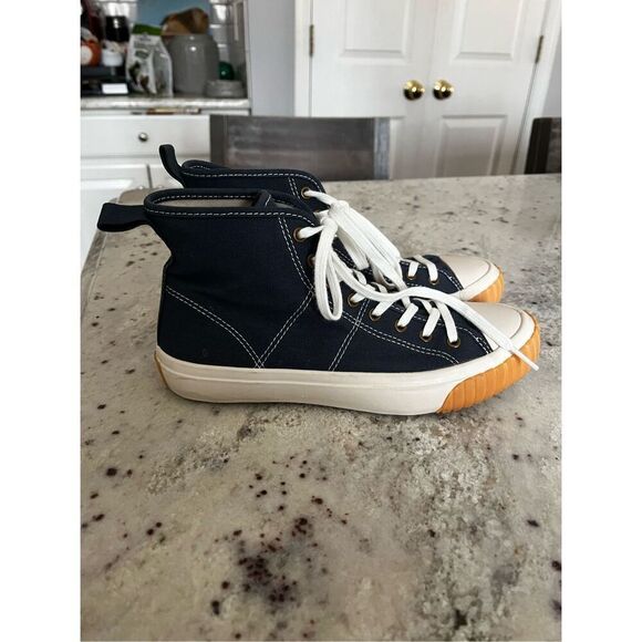 J. Crew Slate Blue High Top Sneaker sz 7 EUC - Picture 1 of 6